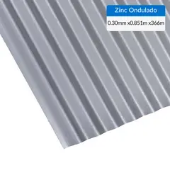 BOLKOW - Plancha Recubrimiento AZM150 Zinc Acanalada 0.30 mm 85.1x366 cm Gris