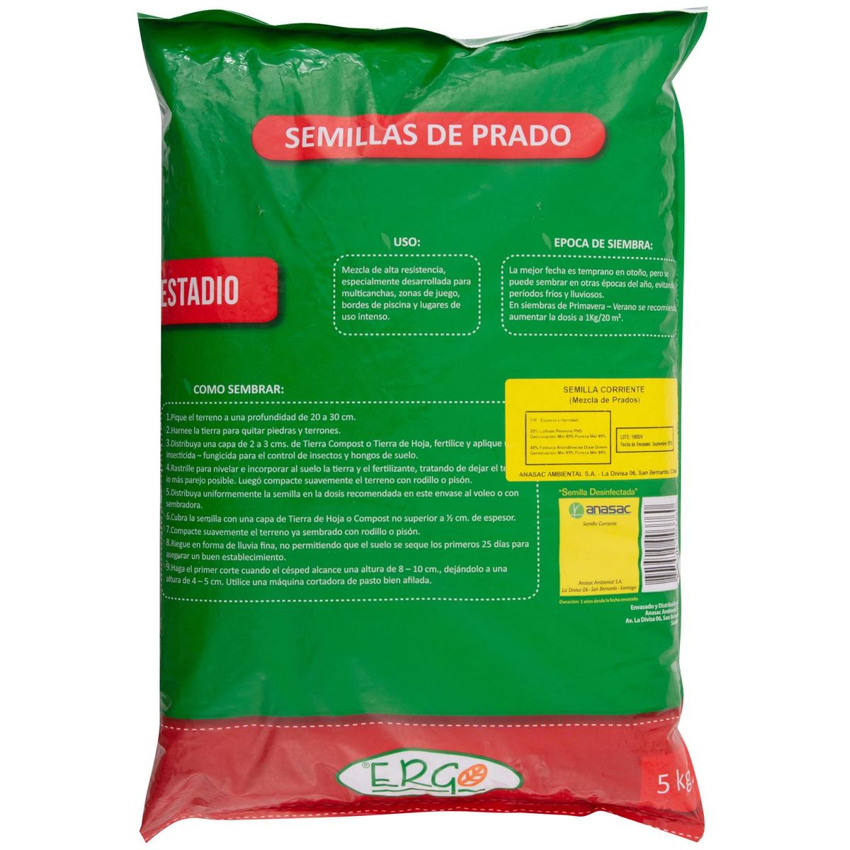 ERGO - Semilla de Pasto Estadio 5 kg Bolsa