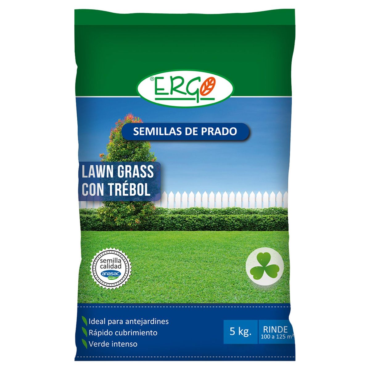 ERGO - Semilla de Pasto Lawn Grass con Trébol 5 kg Bolsa