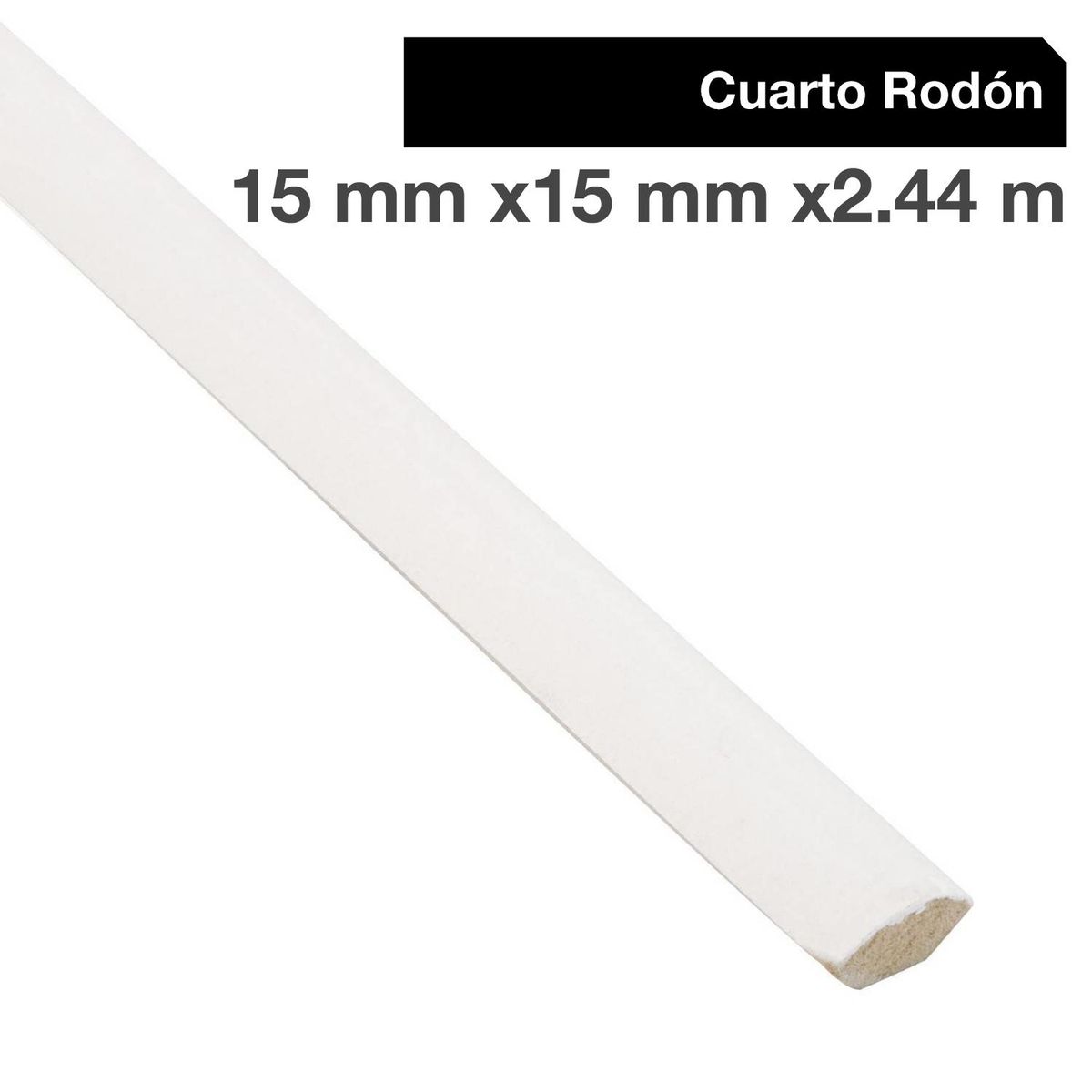 MAFORSA - Moldura 1/4 Rodón MDF Blanco 15 mm 1.5x240 cm