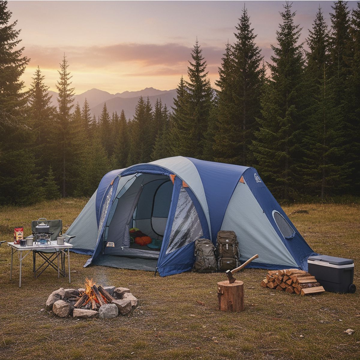 DOITE - Carpa Camping Bellagio 9 Personas Azul