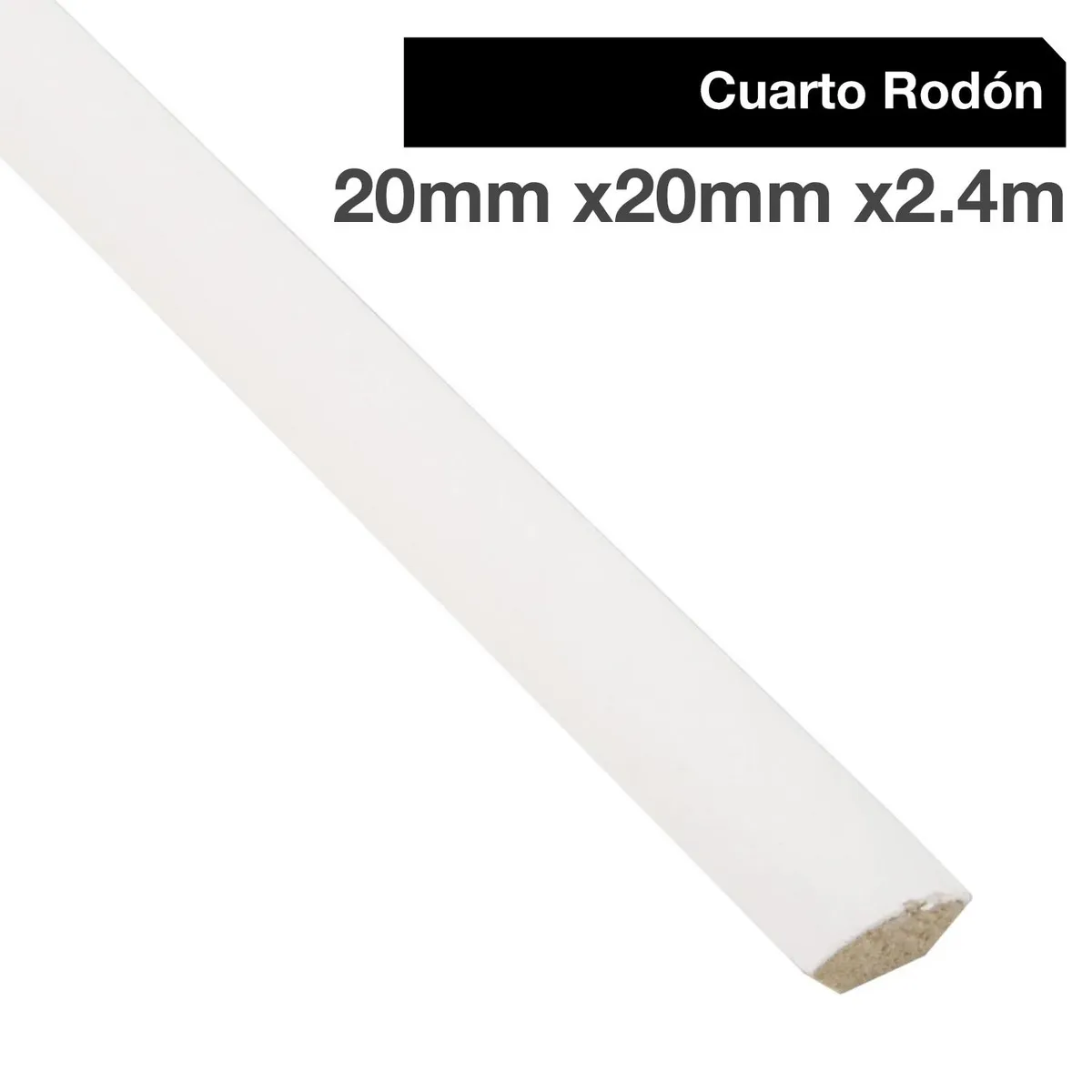 MAFORSA - Moldura 1/4 Rodón MDF Blanco 20 mm 2x240 cm
