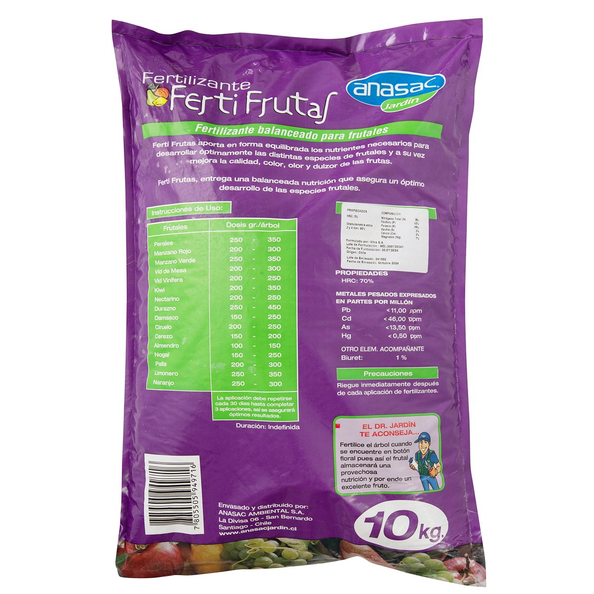 ANASAC - Fertilizante para frutales Ferti Frutas 10 kg saco