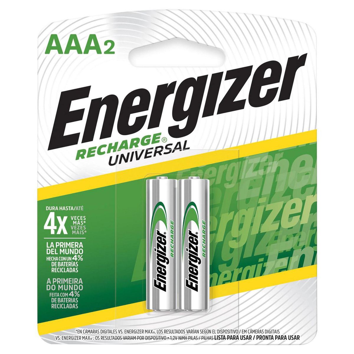 ENERGIZER - Pack de 2 pilas recargables AAA 700 mAh 1,2V
