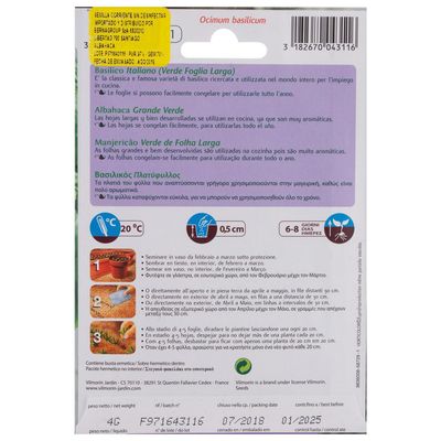 Imagen 2 del producto Semilla Albahaca Verde 4 gr Sachet
