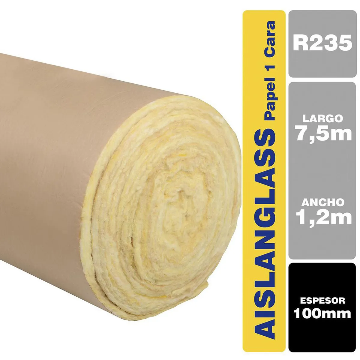 AISLANGLASS - Lana de vidrio R235 1 cara 100mm 1,2x7,5m 1 rollo