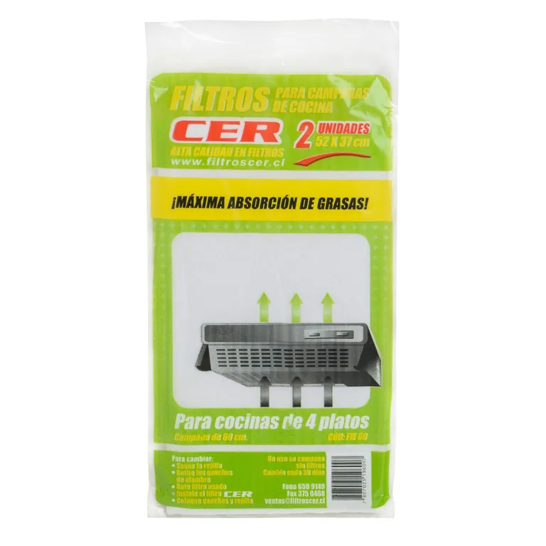 Filtro Campana Cocina 60 Cm Repuesto Universal 2 Unidades