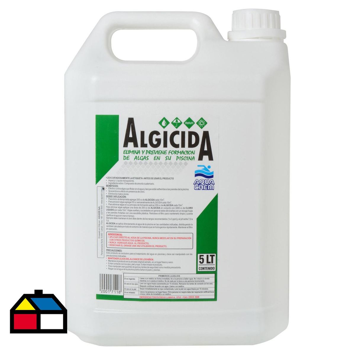 AQUACHEM - Alguicida para Piscina Líquido 5 l Bidón