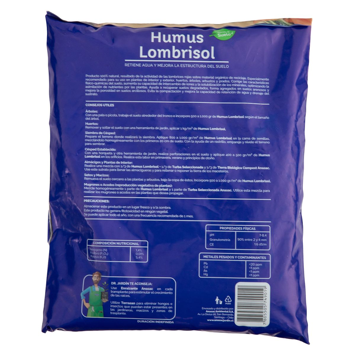 ANASAC - Mejorador de Suelo Humus Lombrisol 1 kg bolsa