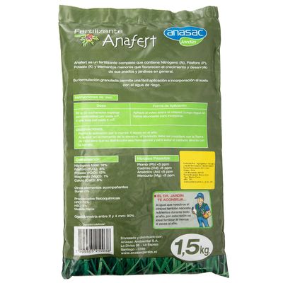 Imagen 2 del producto Fertilizante para césped Anafert 1,5 kg bolsa