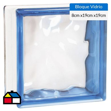 Bloque de Vidrio Azul 19x19x8 cm Cloudy