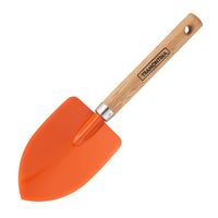 Palita ancha de acero naranjo con mango de madera