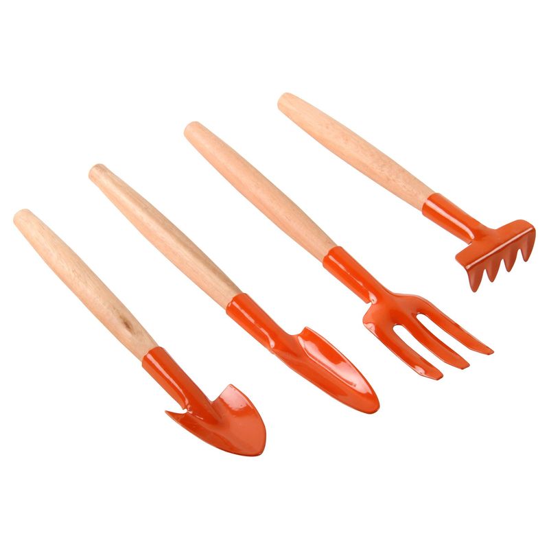 TRAMONTINA - Kit de herramientas para jardinería 4 piezas naranjo