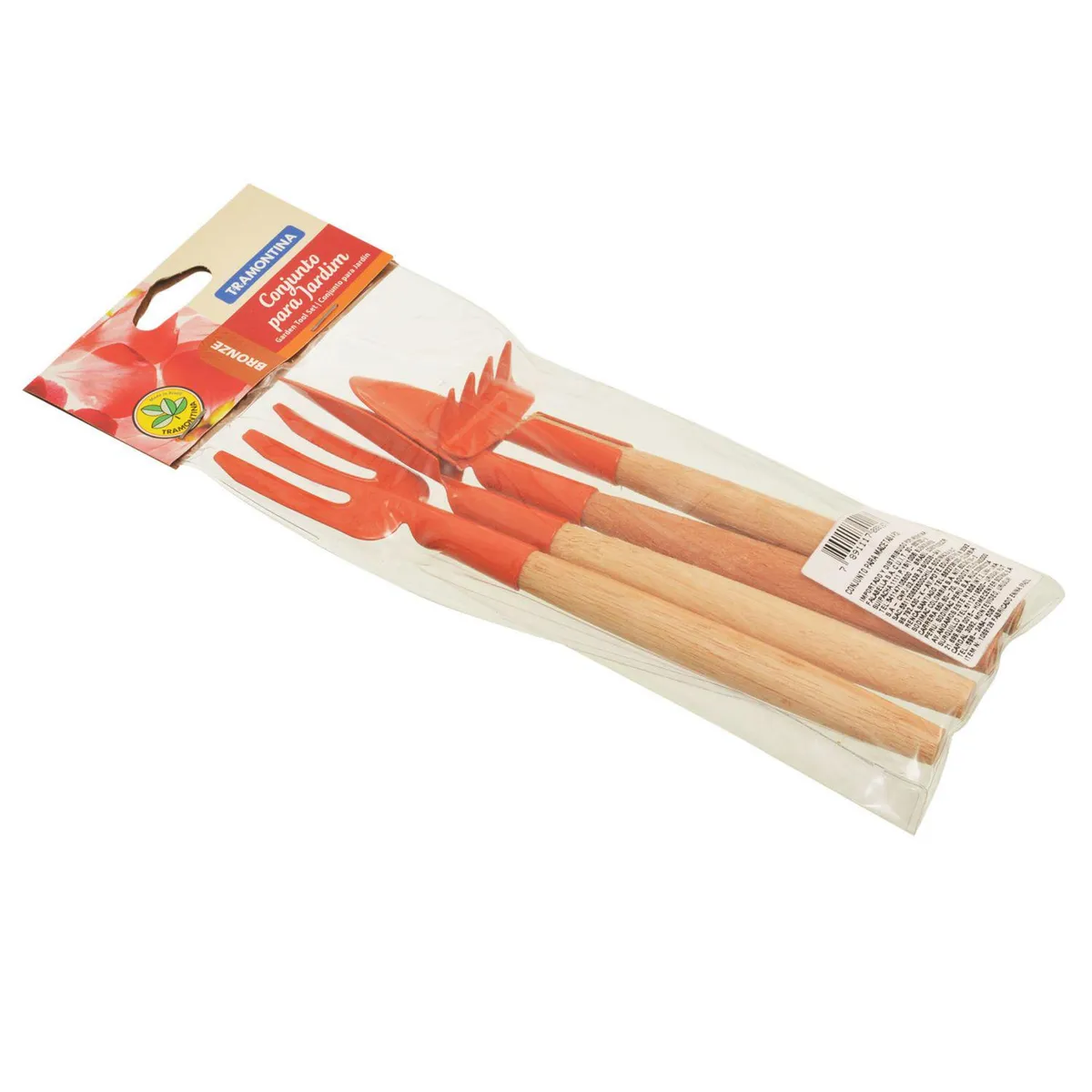 TRAMONTINA - Kit de herramientas para jardinería 4 piezas naranjo