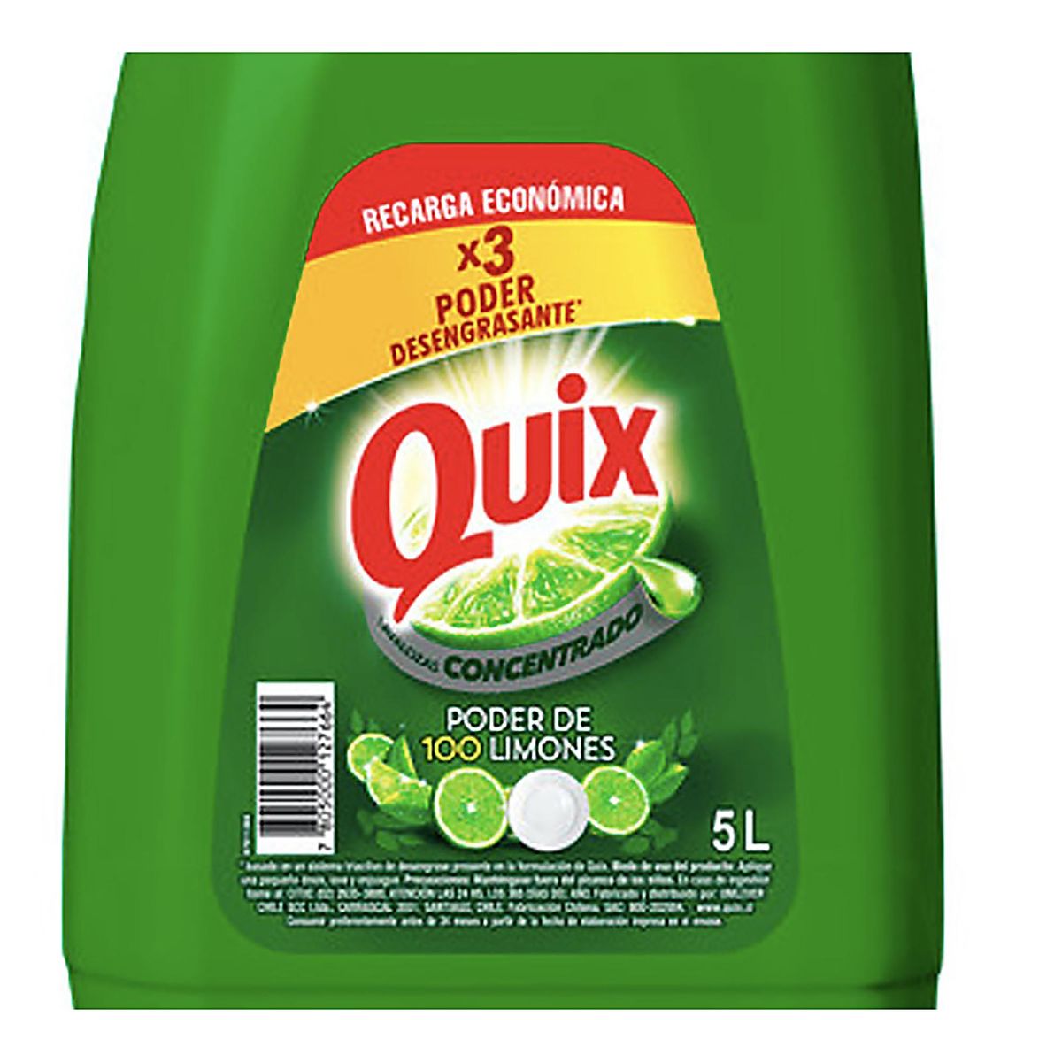 QUIX - Lavalozas Quix Líquido Bidón 5 Litros Aroma Limón Desengrasante