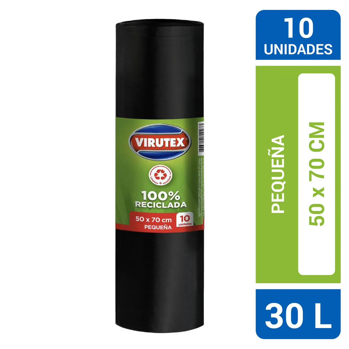 VIRUTEX - Bolsa Basura 50x70 cm 30 Litros 10 unidades
