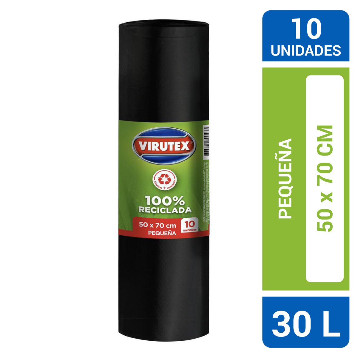 VIRUTEX - Bolsa Basura 50x70 cm 30 Litros 10 unidades