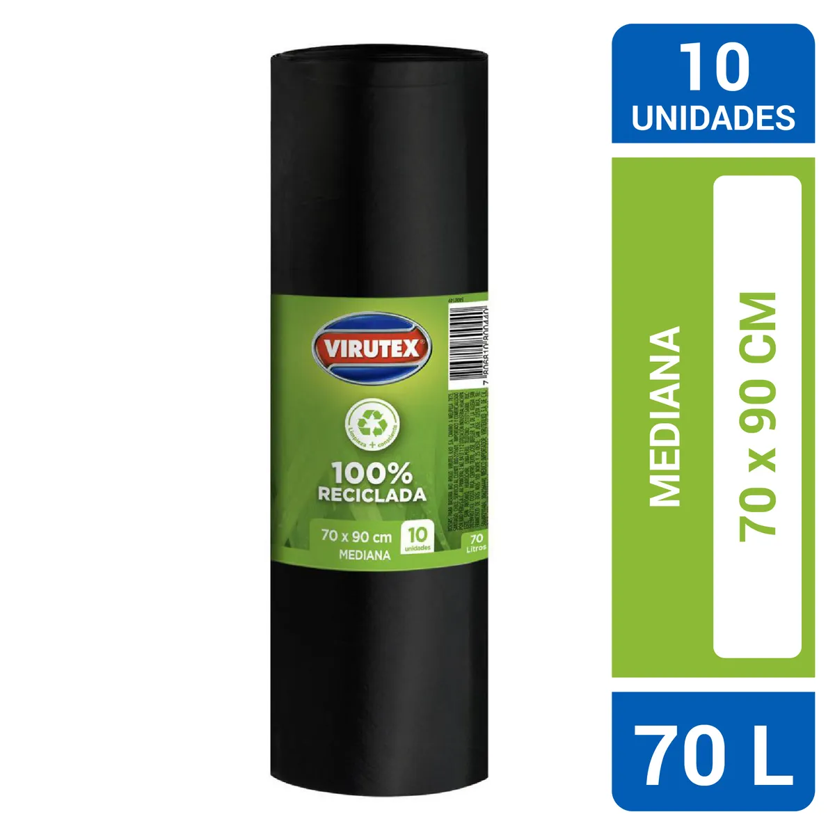VIRUTEX - Bolsa de Basura Mediana 70x90 cm 70 Litros 10 unidad(es)