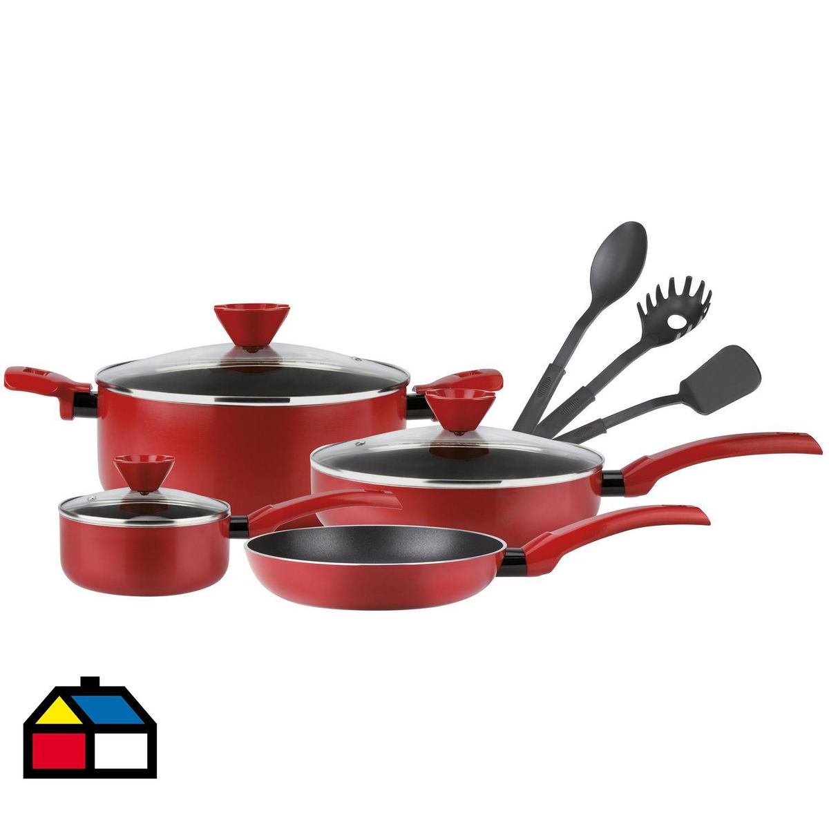 MARMICOC - Batería de Cocina 10 Piezas Aluminio Patagonia Rojo