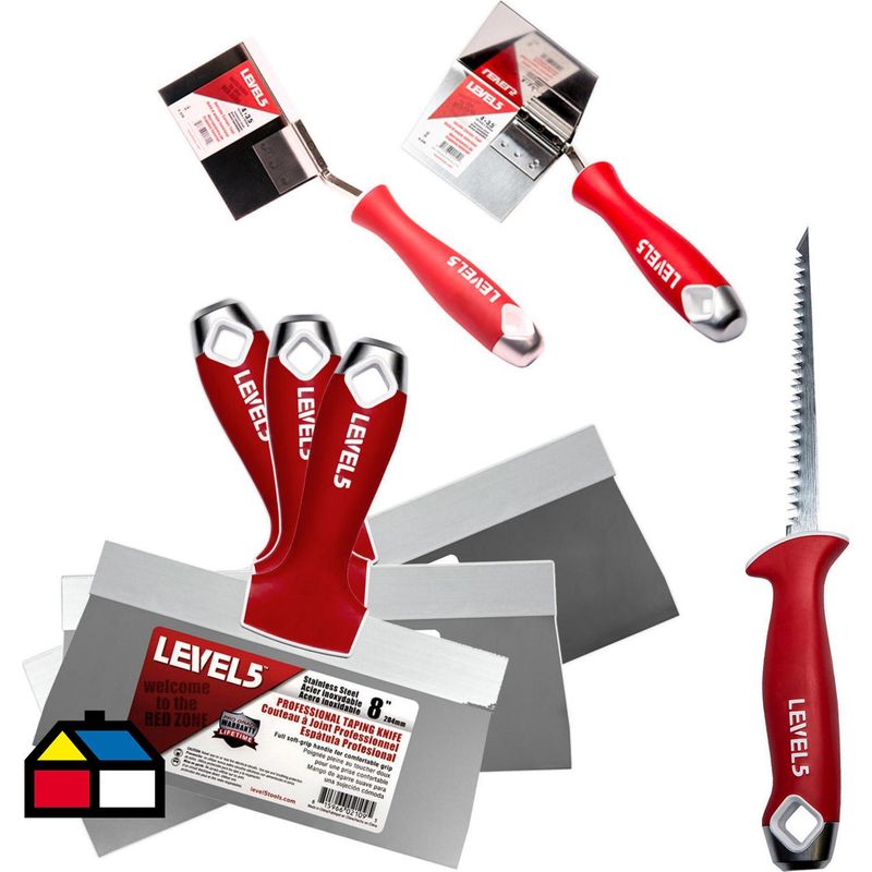 LEVEL 5 - KIR HERRAMIENTAS PARA YESO / 5 ESPATULAS / 1 SERRUCHO PARA PANELES DE RESO