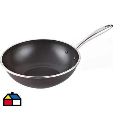 Wok 28  cm sin tapa negro.