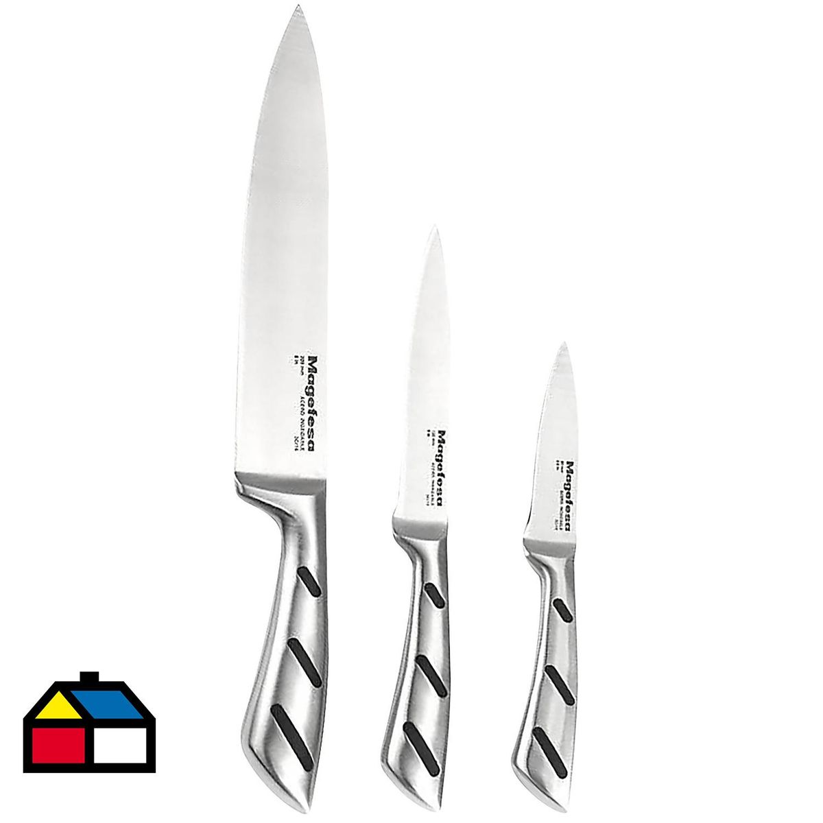 MAGEFESA - Set de 3 Cuchillos Inoxidable Magefesa Multiuso Cocina