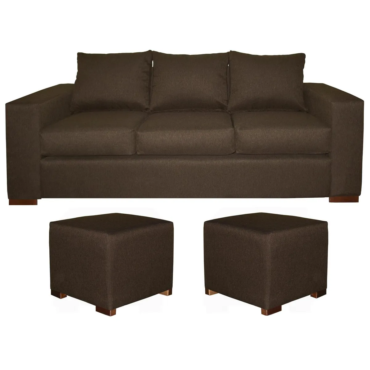 DKORA - Sofá 3 cuerpos + 2 pouf