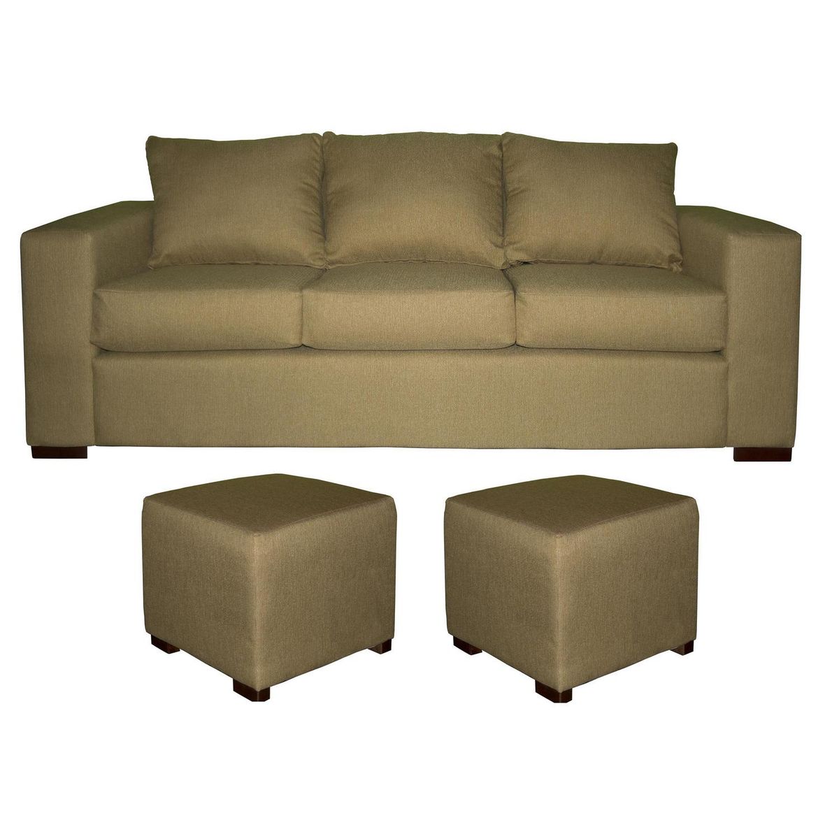 DKORA - Sofá 3 cuerpos + 2 pouf