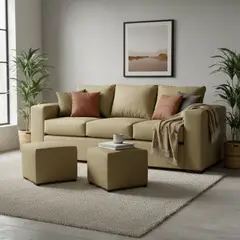 DKORA - Sofá 3 cuerpos + 2 pouf