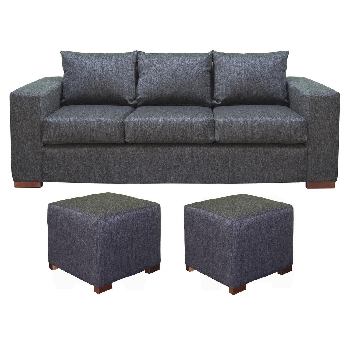 DKORA - Sofá 3 cuerpos + 2 pouf