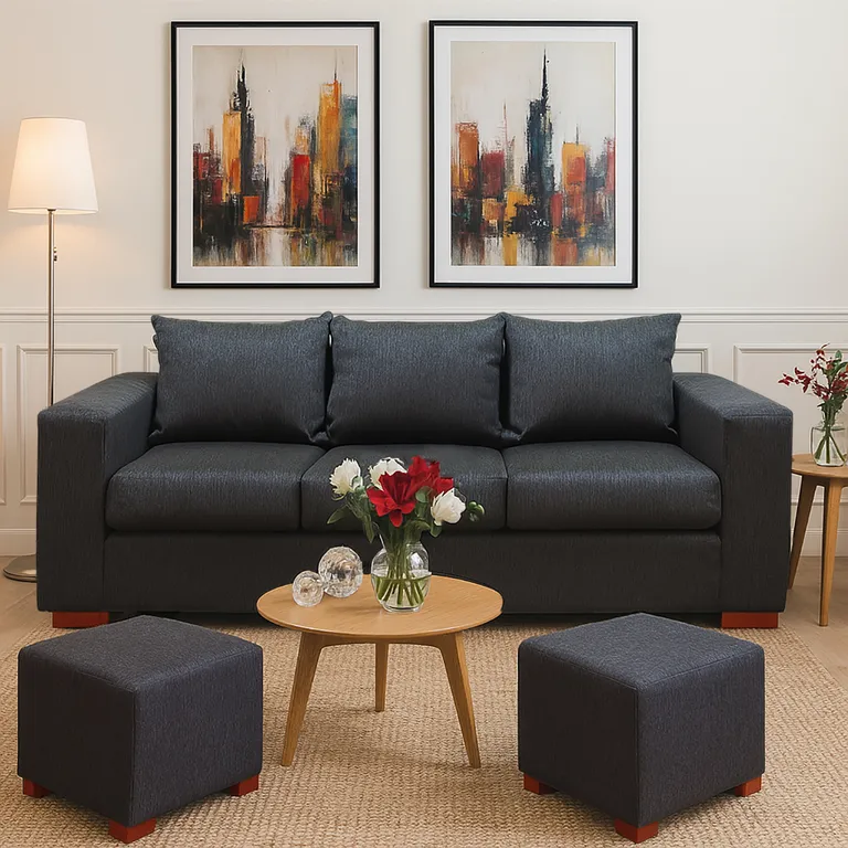 Sofa 3 cuerpos + 2 pouf Marengo