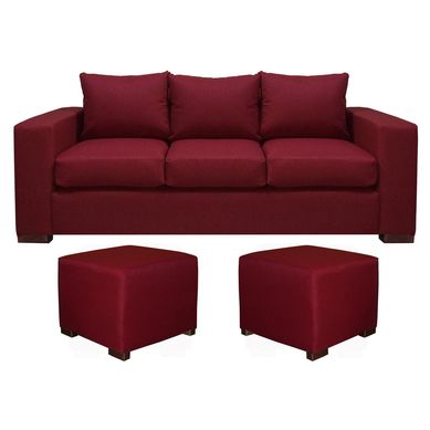 Juego living city sof 3 cuerpos + 2 pouf berry