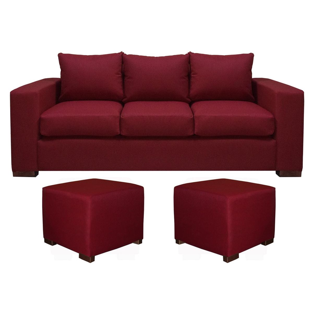 DKORA - Sofá 3 cuerpos + 2 pouf