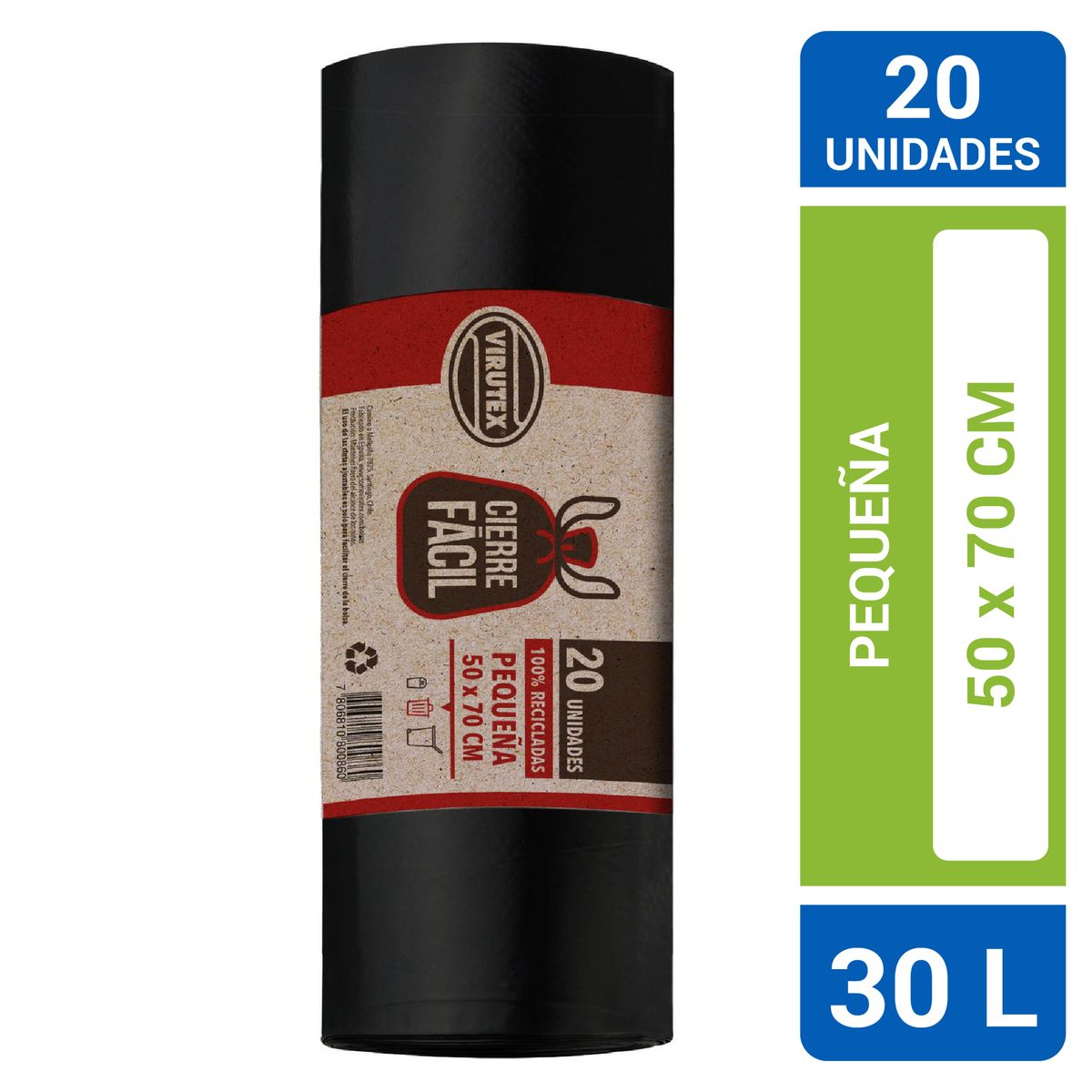 VIRUTEX - Bolsa para Basura 50x70 cm 30 Litros 20 unidad(es)