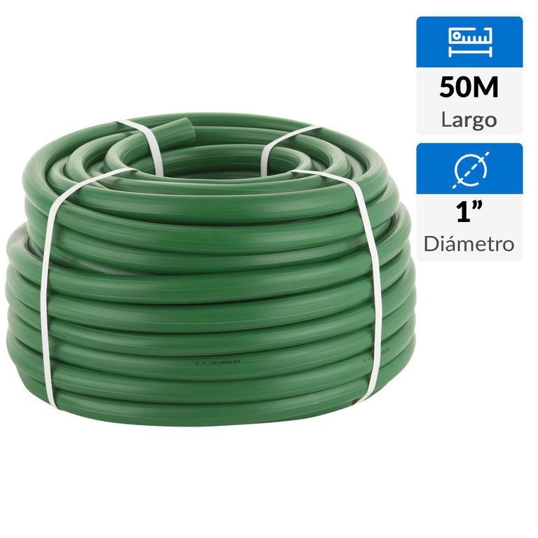 Manguera jardin pvc reforzada 1" rollo 50 m sin accesorios
