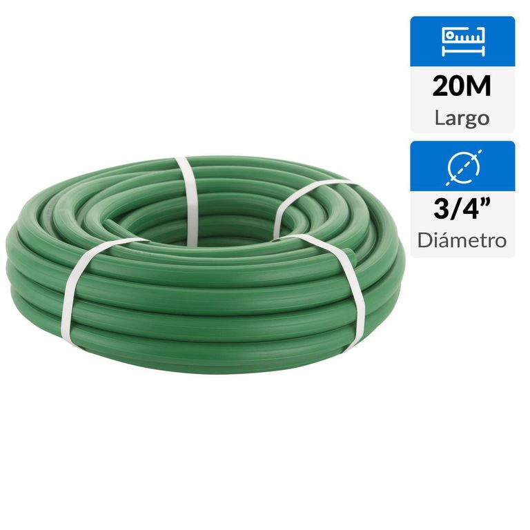 Manguera jardin pvc reforzada 3/4" rollo 20 m sin accesorios