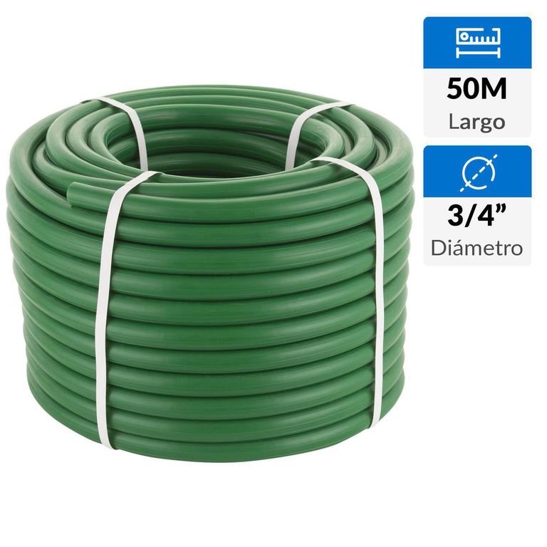 Manguera jardin pvc reforzada 3/4" rollo 50 m sin accesorios