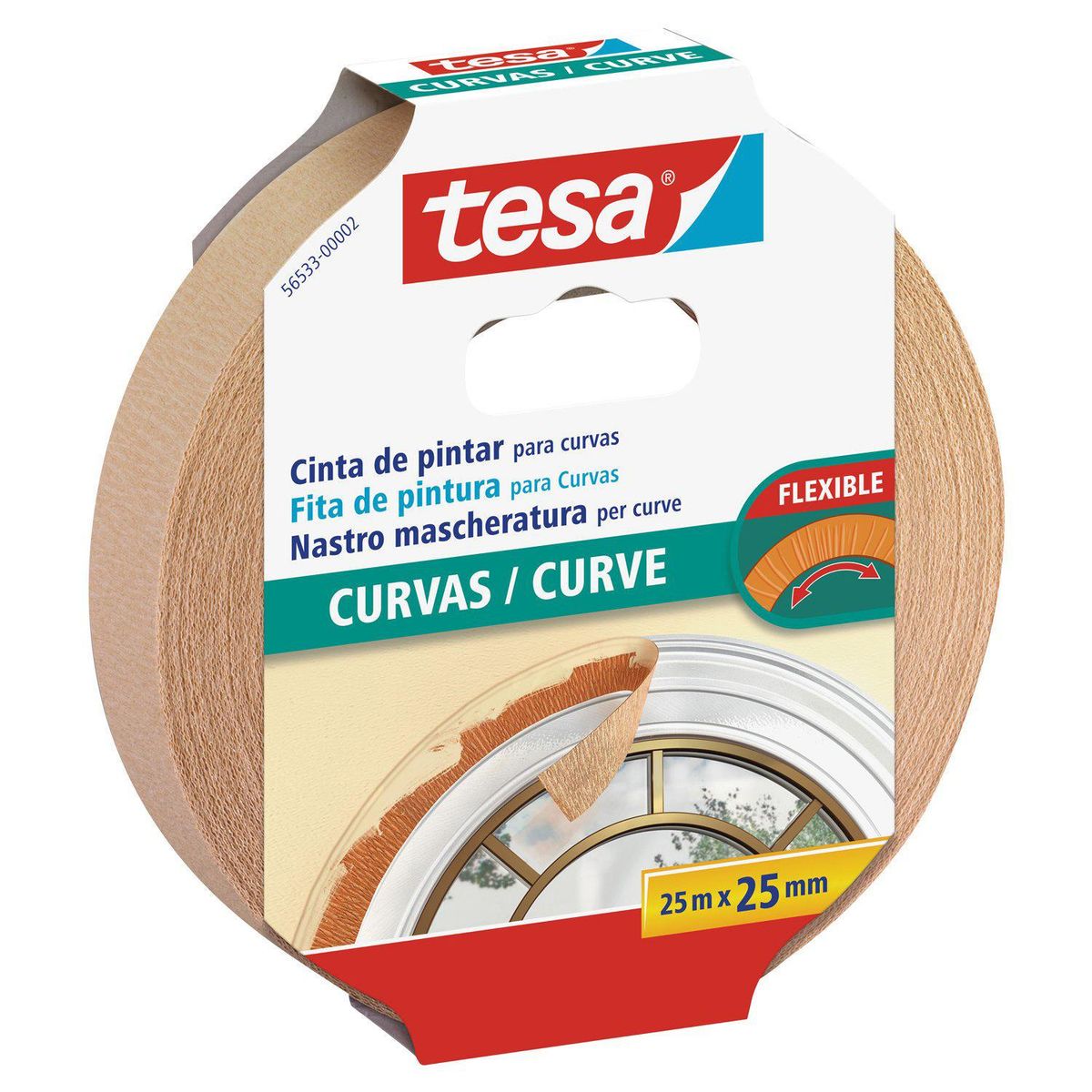 TESA - Cinta Enmascarar Tesa para Curvas 25 mm 25 metros Café