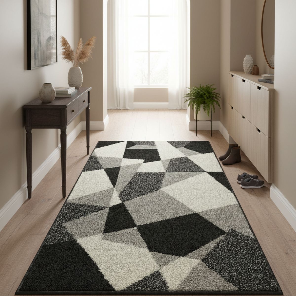 JUST HOME COLLECTION - Alfombra Pasillo Lotto Blocks 50x220 cm Polipropileno Gris