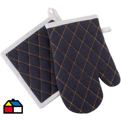 Set guante toma olla denim