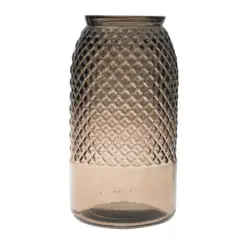 HOMY - Florero diamante humo 28 cm