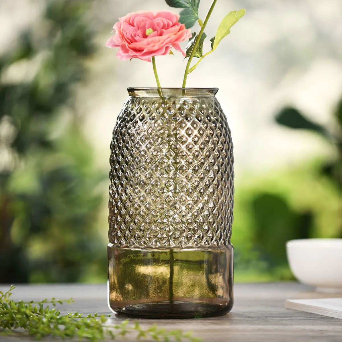 HOMY - Florero diamante humo 28 cm