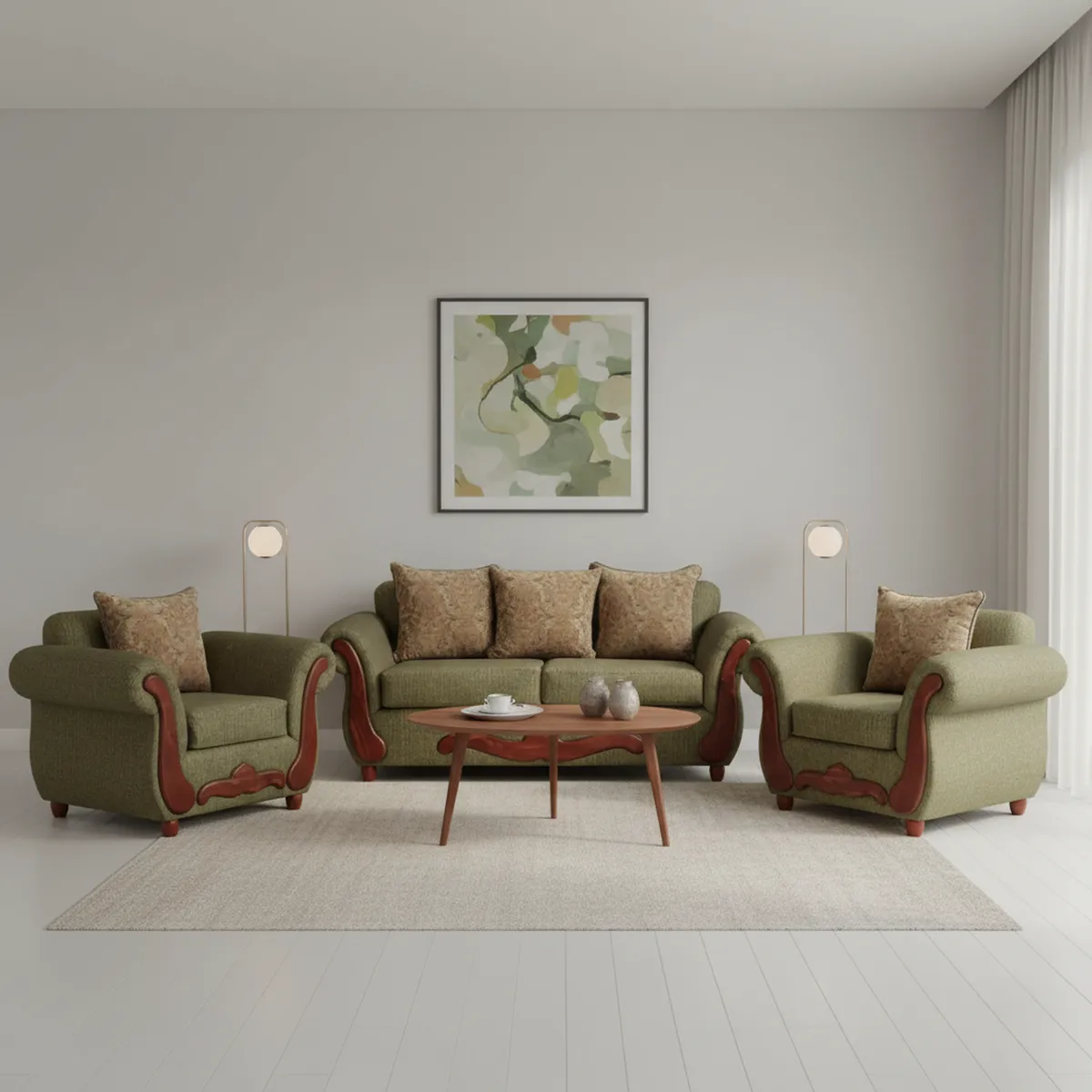 DKORA - Juego de living kenny 3 cuerpos + 2 sillones