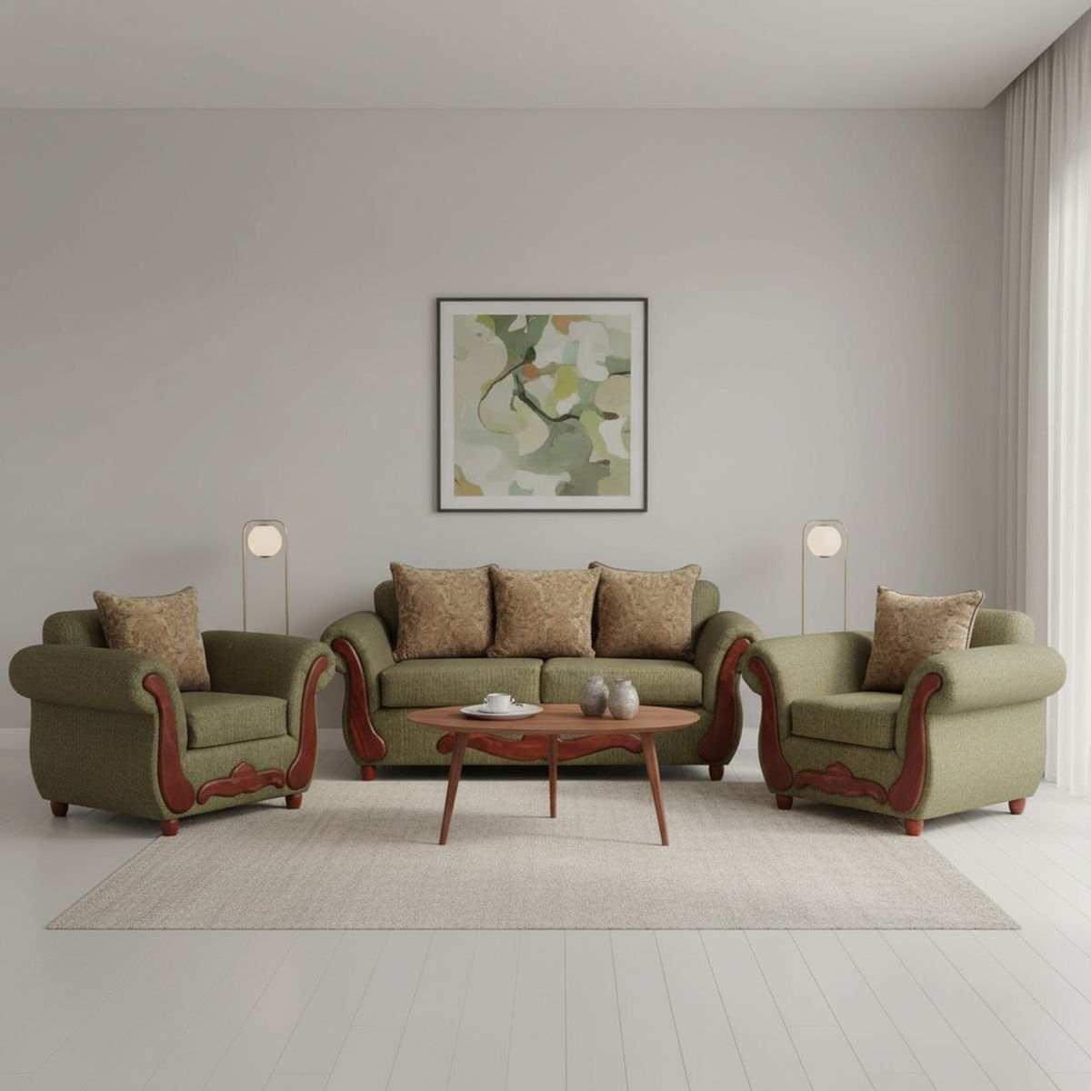 DKORA - Juego de living kenny 3 cuerpos + 2 sillones