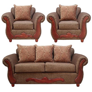 Juego de living kenny 3 cuerpos + 2 sillones caf