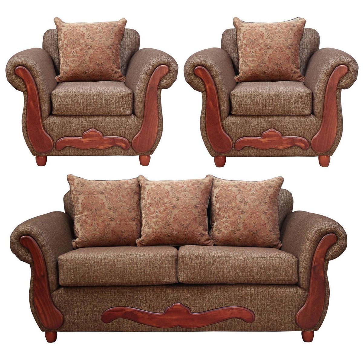 DKORA - Juego de living kenny 3 cuerpos + 2 sillones