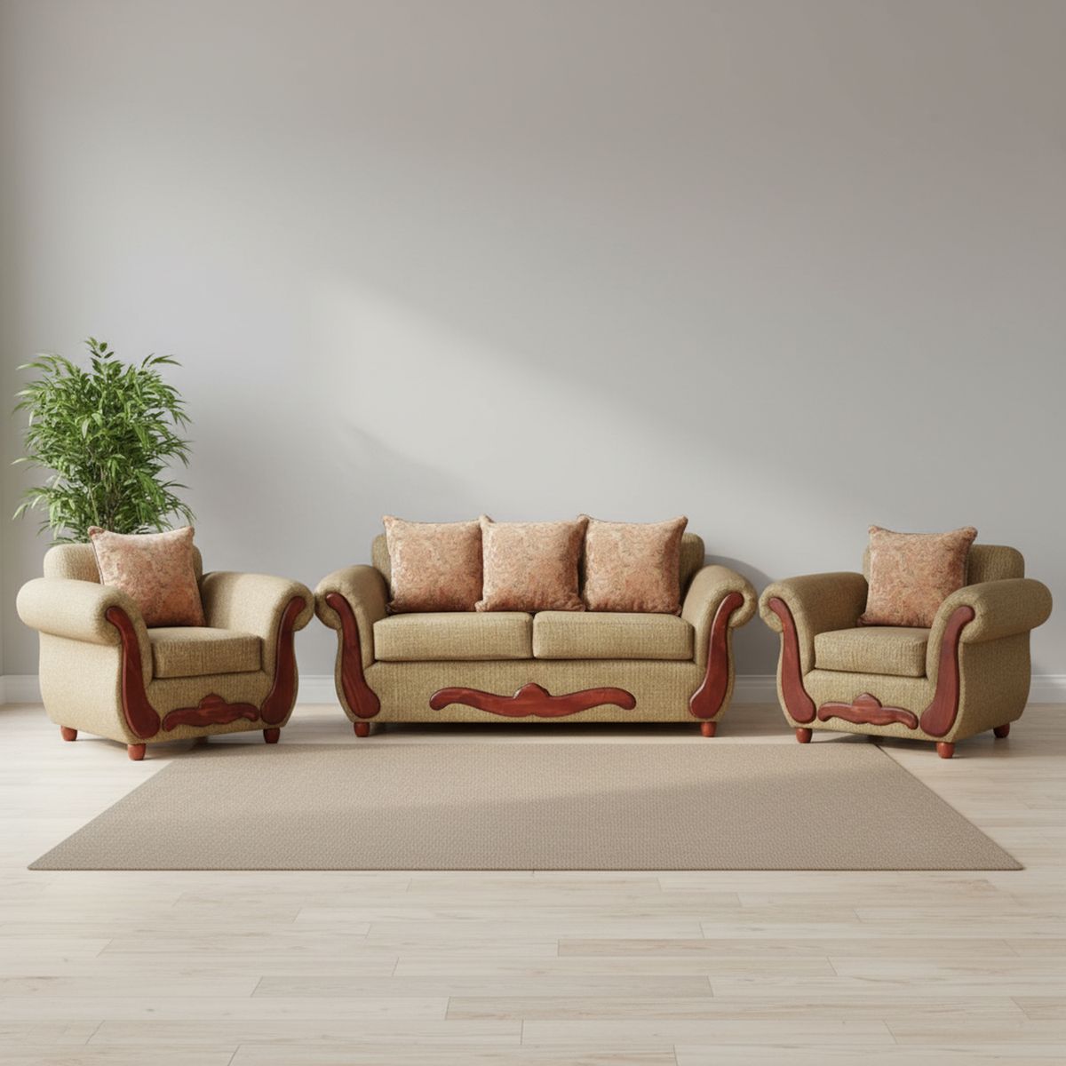 DKORA - Juego de living kenny 3 cuerpos + 2 sillones