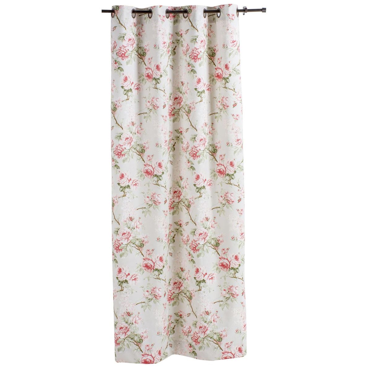 JACFELAY - Cortina tela 225x135cm Rosas rama blanco