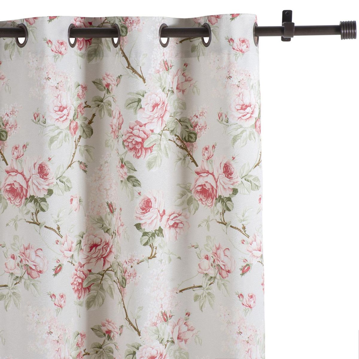 JACFELAY - Cortina tela 225x135cm Rosas rama blanco