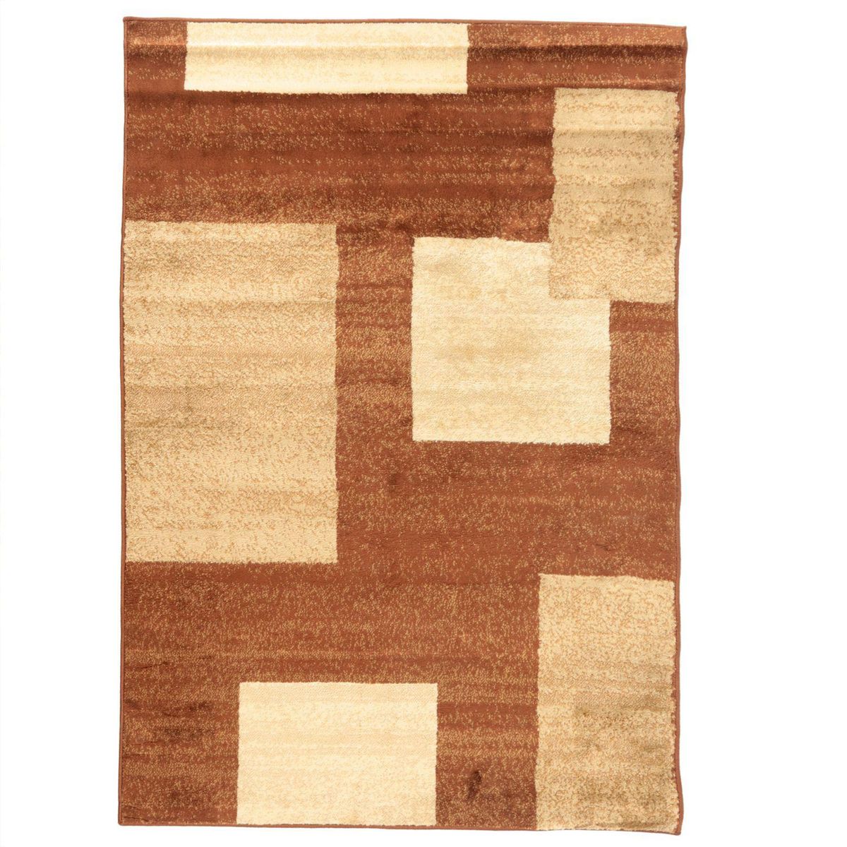 JUST HOME COLLECTION - Alfombra Carrera Cuadros 133x190 cm Polipropileno Café